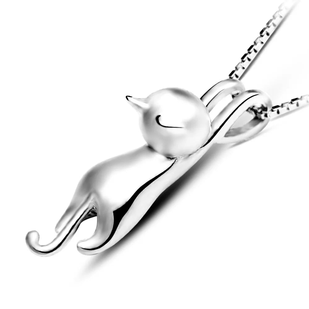 Popular 925 Sterling Silver Jewelry Korean Fashion Simple Animal Cute Kitty Clavicle Chain Pendant Cat Necklaces H3