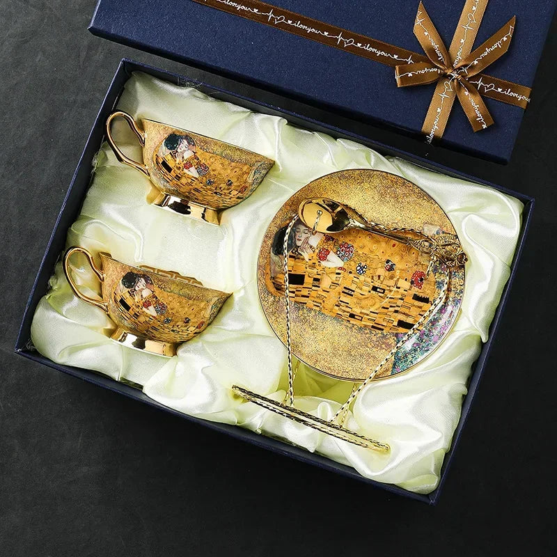 European style coffee cup high-value gift box set, tea tray, bone china, ceramic cup, tea set, afternoon tea gift