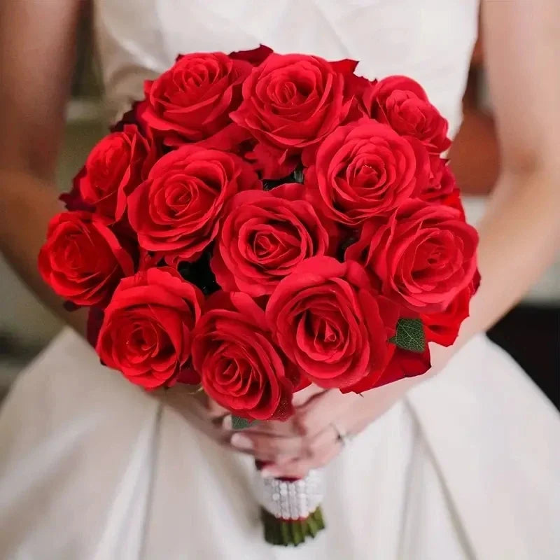 Beautiful 5pcs/lot Blue Artificial Rose Flowers Silk Long Branch Bouquet for Wedding Party Valentine's Day Decoration Bride Home