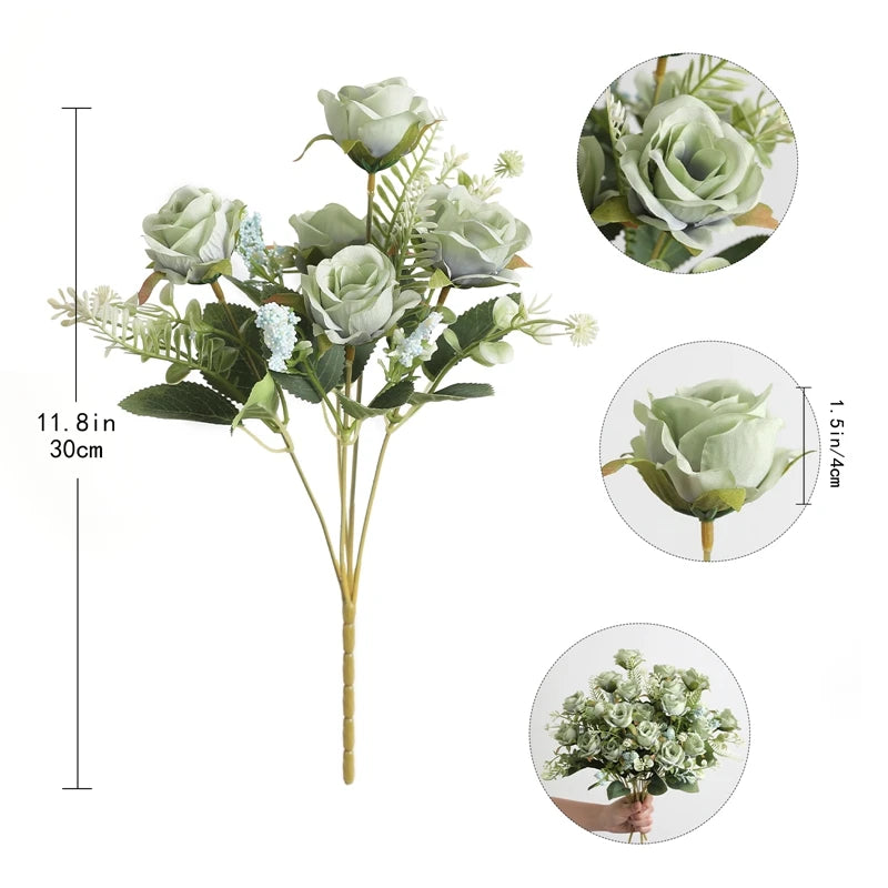 1/3Pcs Artificial Rose Flowers Bouquet for Home Room Decor Fake Flowers Garden Wedding Party Decoration Outdoor Christmas Decor