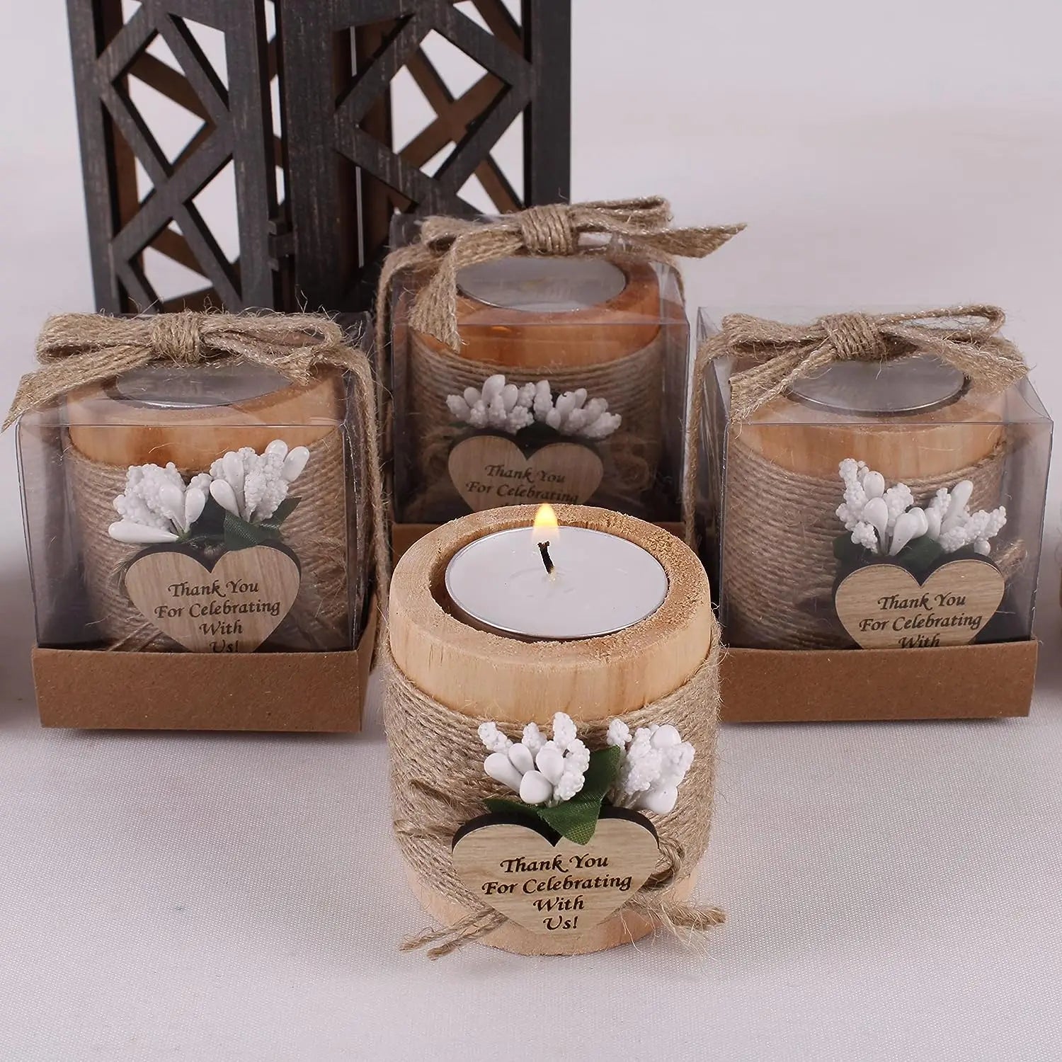 Guest Gift Candle for Wedding Wooden Tealight Candle Holders Bridal Shower Thank You Gifts for Baby Shower Christmas Candlestick