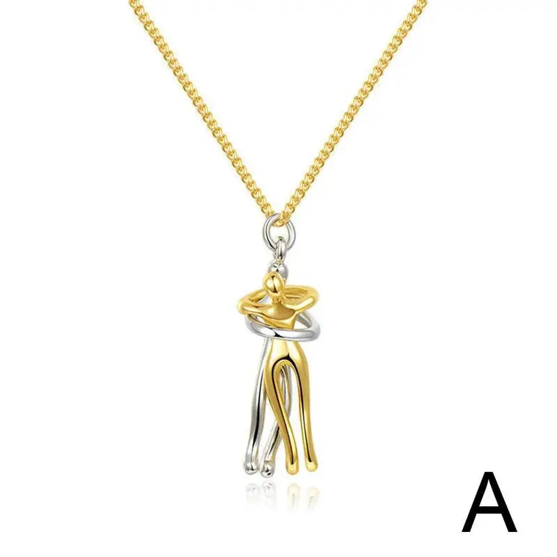 Couple's Two Color Necklace Personalized Fashion Lovers Together Forever Pendants Collarbone Chain Jewelry Gift