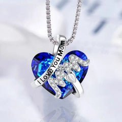 Luxury Fashion Mother's Day Gift Jewelry Heart Red/Blue Mother's Day Necklace Mom Chain Necklace Women Mother