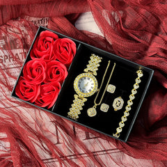1set Luxury Wrist watch Jewelry Gift Box Fashion Quartz Watch Rhinestone Jewelry Set(With Box) Wedding Birthday Party Supplies