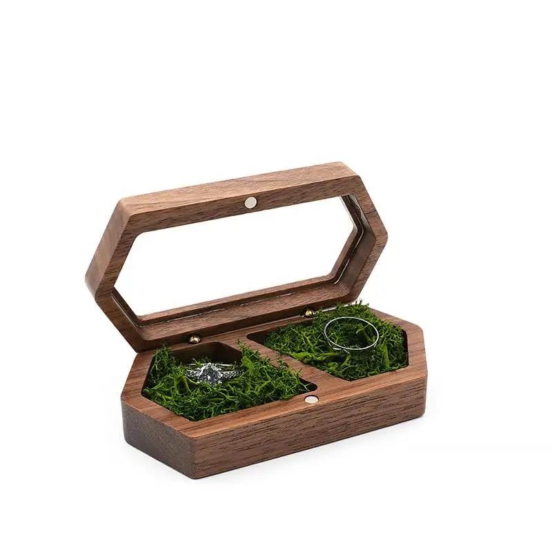 Ring Box Jewelry Storage Engagement Wedding Ceremony Ring Proposal Ring Rustic Wedding Gift for Girl Walnut Wood