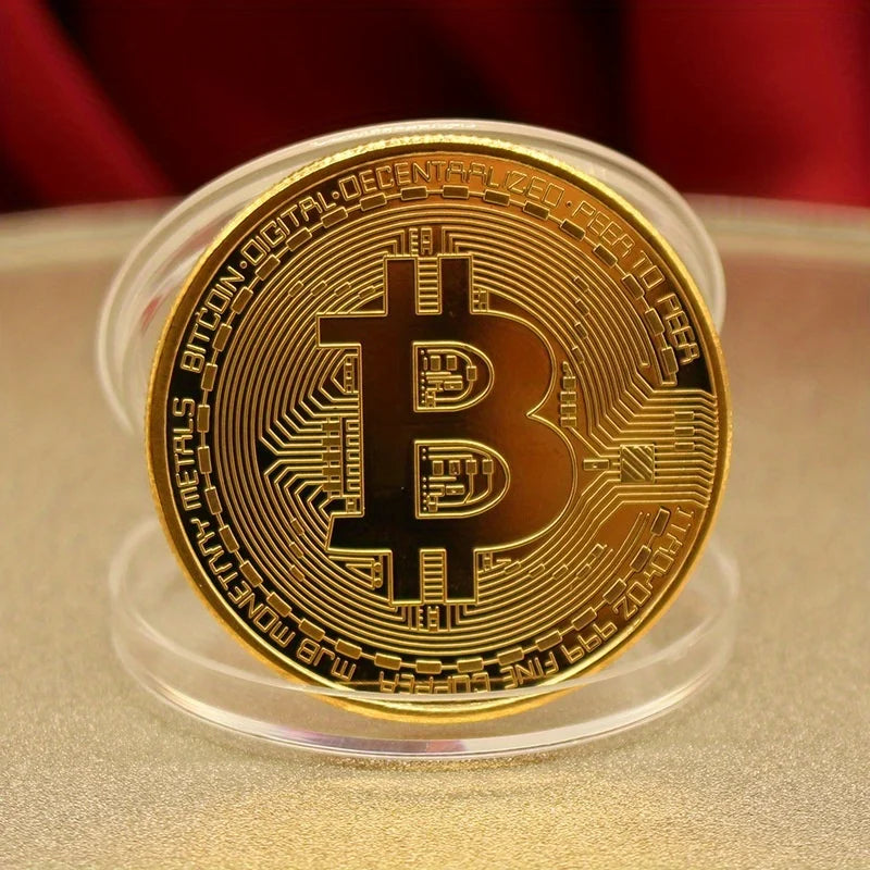 Gold Plated Bitcoin Coin Collectible Art Collection Gift