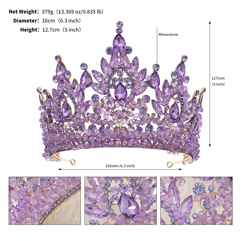 Luxury  Zircon Wedding Crown Bridal Headwear Brithday Party Crystal Rhinestone Headband Handwork Headpiece for Women Tiaras