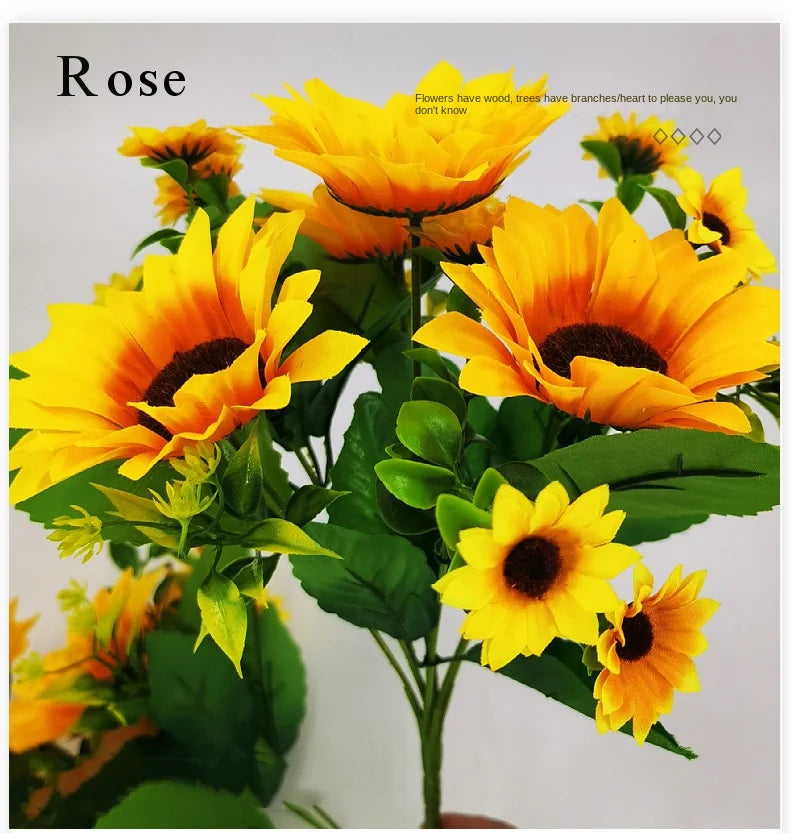 Artificial Sunflower Bouquet Silk Sunflower Fake Flowers DIY Wedding Bouquet Decoration Arrangement Party Home Decor Gift