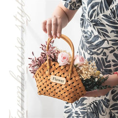Portable Flower Basket Decorative Multifunctional Cachepot Wicker Or Bamboo 2023 Bamboo Basket Home Decor Girl Storage Basket