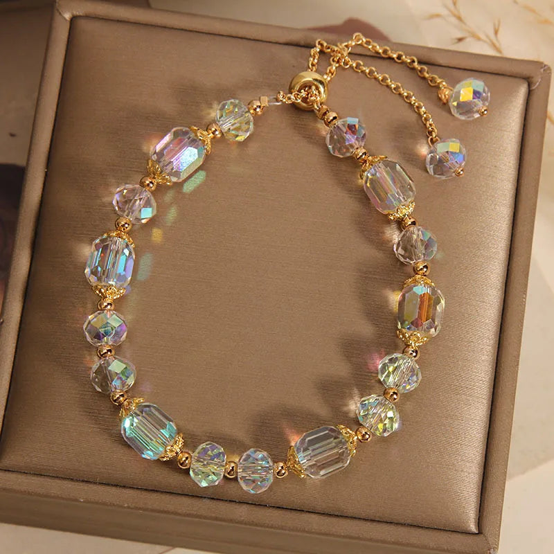 Fashion Shiny Crystal Hand Woven Bracelet for Women Personalized Exquisite Cuffs Bracelet Jewelry Accessories Anniversary Gift