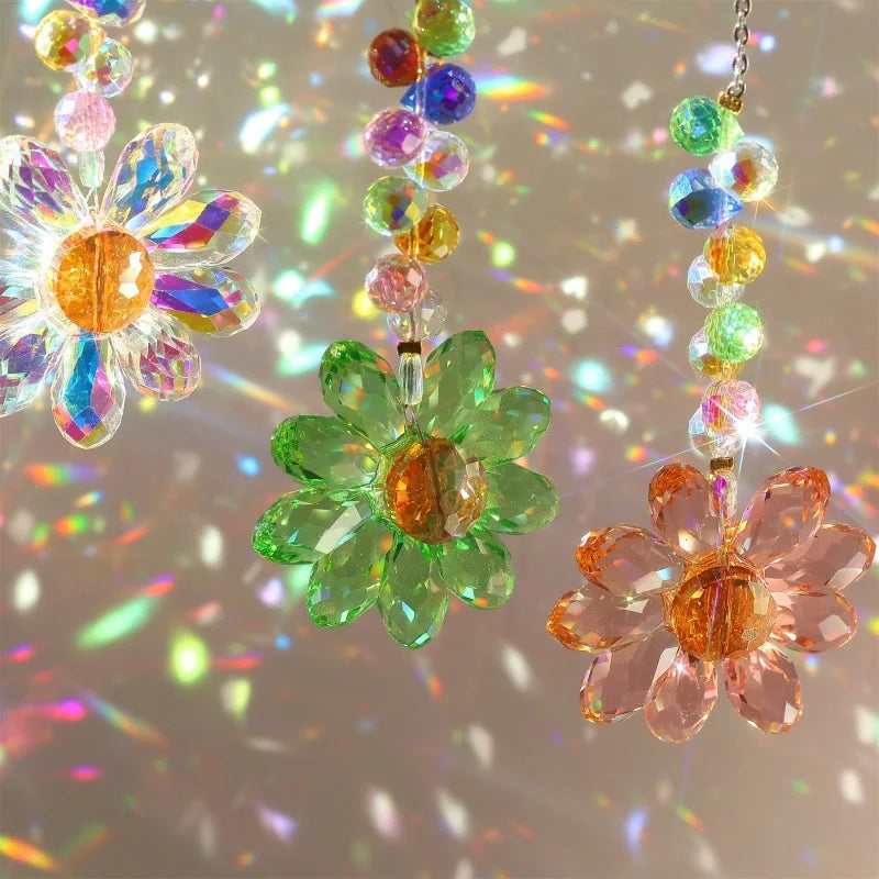 Crystal Sunflower Suncatchers Hanging Christmas Crystal Window Sun Catchers for Fall Rainbow Maker Indoor Outdoor Garden Gift