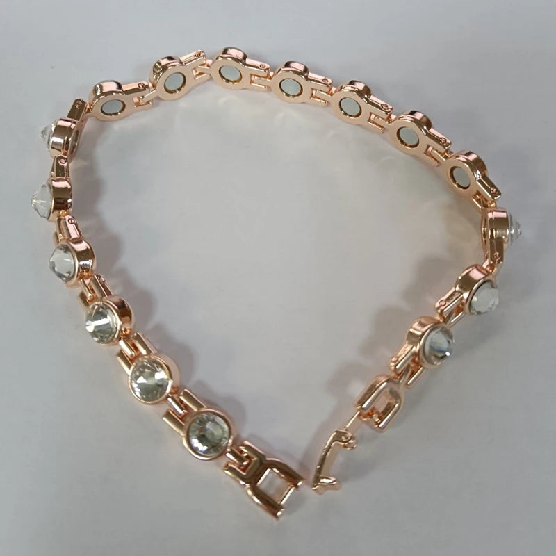 Arthritis Healthy Therapy Energy Hologram Germanium Copper Color Anklets Magnetic Crystal Bracelets for Women Rhinestone Jewelry
