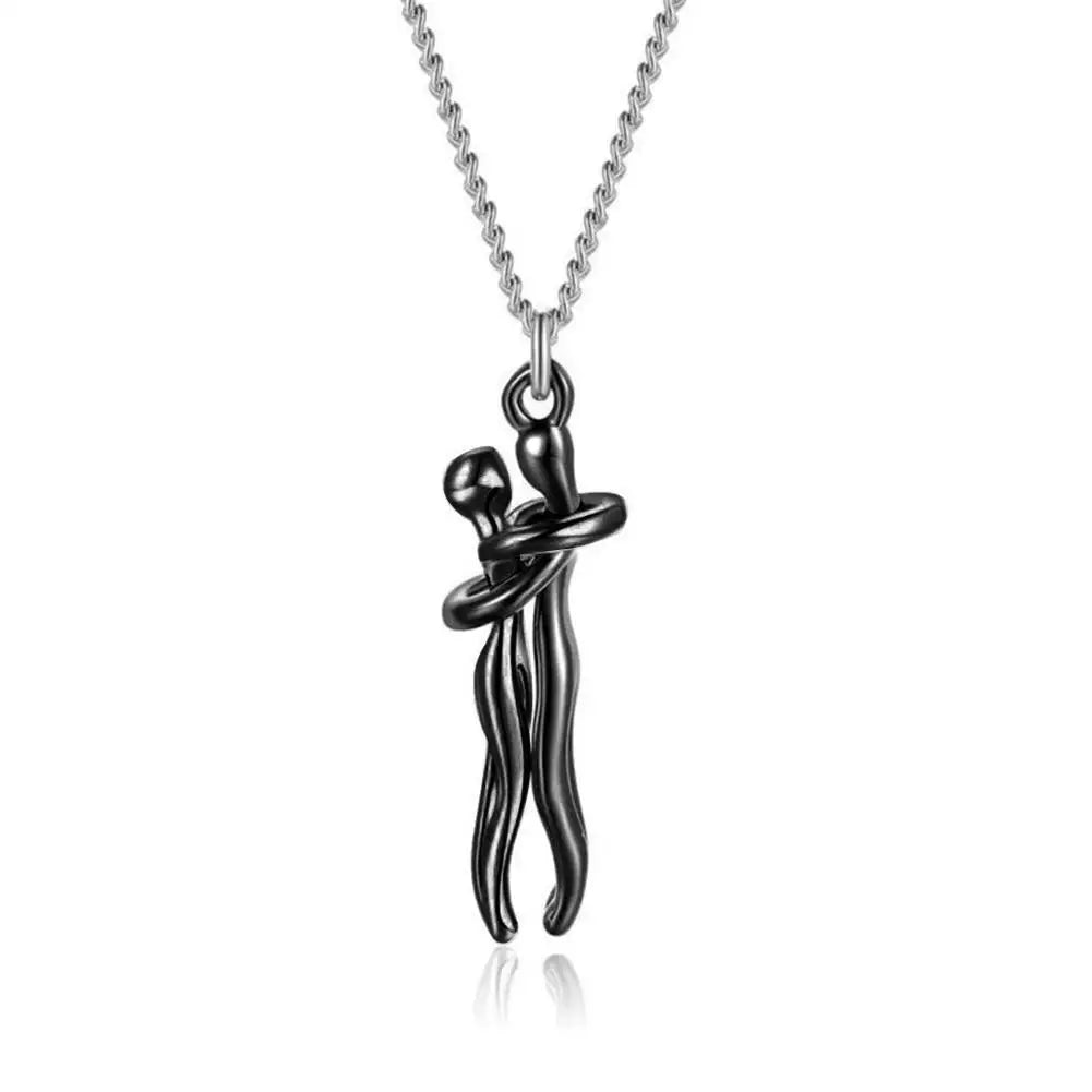 Couple's Two Color Necklace Personalized Fashion Lovers Together Forever Pendants Collarbone Chain Jewelry Gift