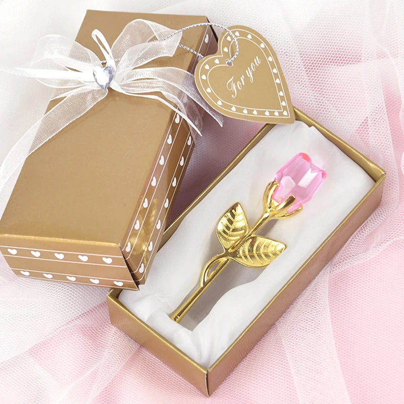 Valentines Day Gift I Love You Crystal Bear Artificial Rose Flowers Teacher Mothers Day Wedding Birthday Party Gifts for guests