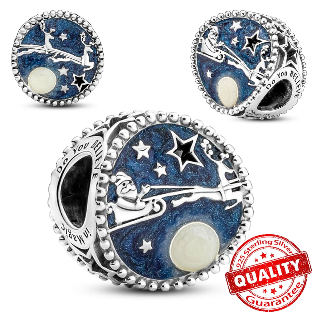 Christmas Series 925 Sterling Silver Gift Box Elk Crystal Ball Love Hot Air Balloon Charms Fit DIY Bracelet Necklace Holiday