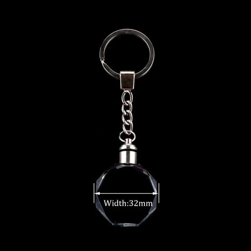 Crystal Keyring with LED Light inside Free Engrave any Design Crystal Blank Key Ring Custom Logo Family Photo DIY Birthday Gifts