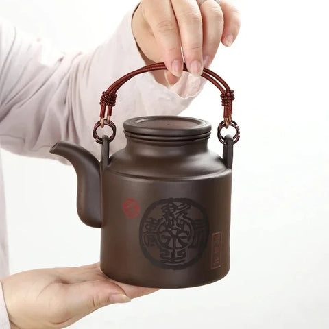 2023New Chinese Purple Clay Tea Pot Chinese Kung Fu Zisha Large Capacity With Filter Handle Hand-painted Teapot Kettle Set