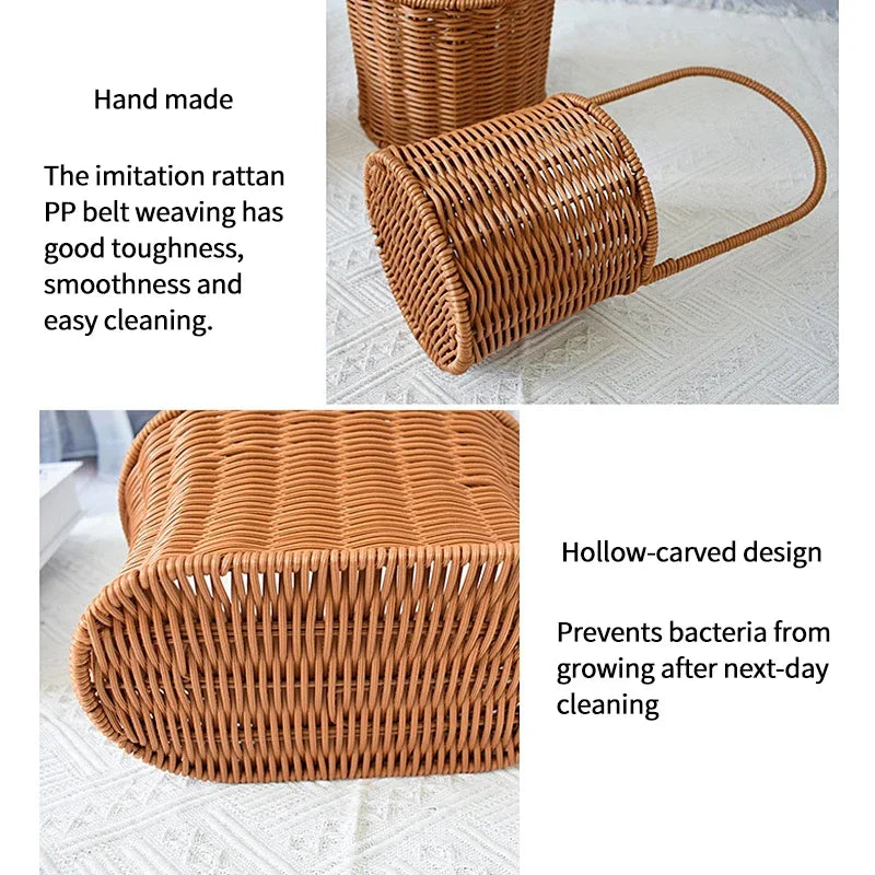 Gift Basket Woven Flower Basket Handmade Flower Basket For Home Wedding Decor Picnic Storage Baskets Rattan Storage Basket