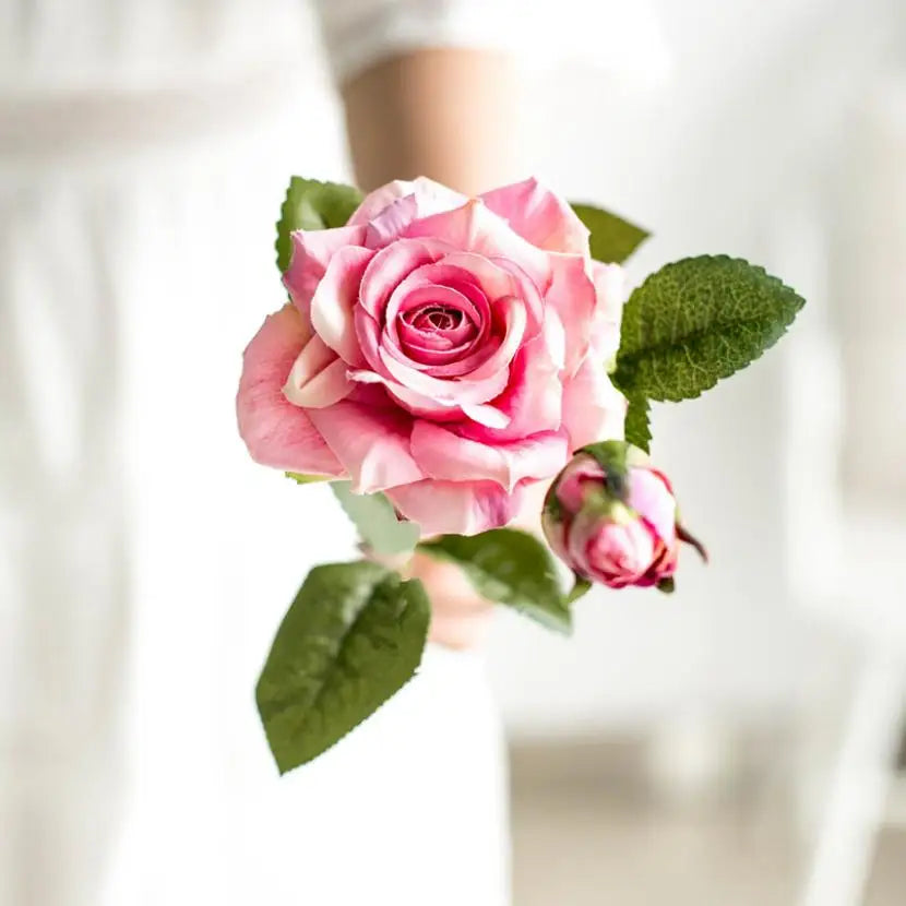 Artificial Flowers Big Silk Pink Roses New Beautiful Branch Vases for Decoration Home Wedding Retro Autumn Fake Plants Festival