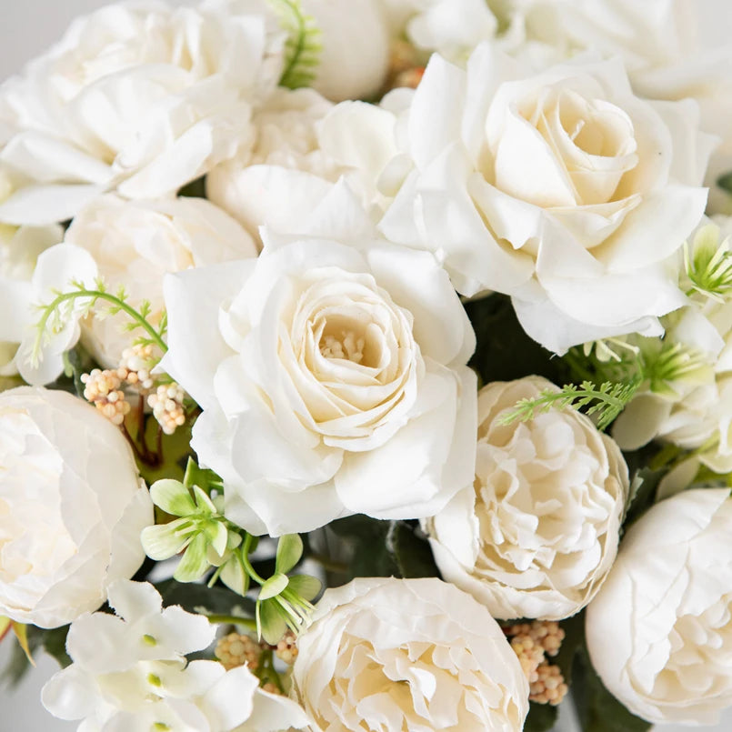 Cheap Silk Hydrangea Spring Wedding Garden Roses Bridal Bouquet Festival Decoration Vase Home Room Fake Peony Artificial Flowers