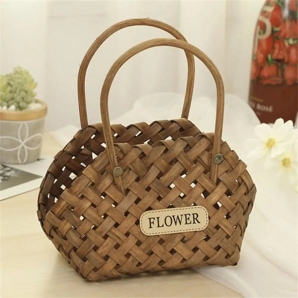 Portable Flower Basket Decorative Multifunctional Cachepot Wicker Or Bamboo 2023 Bamboo Basket Home Decor Girl Storage Basket