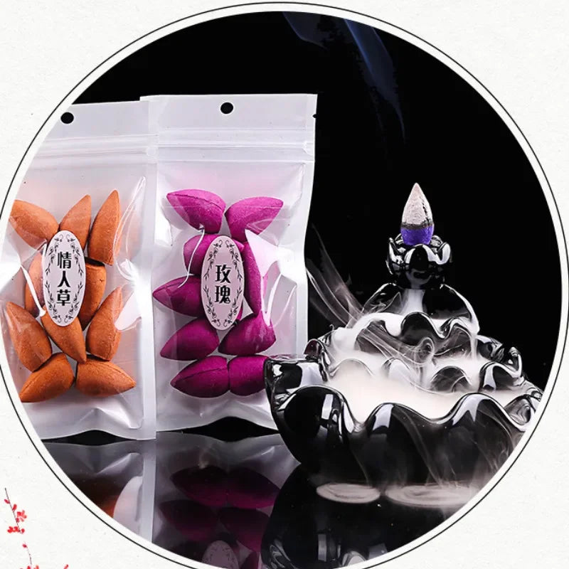 Y 10/50/70Pcs Backflow Incense Cones Lavender Jasmine Smell Living Room Scent for Home Sandwood Lemon Gift Magnolia Cone Incense