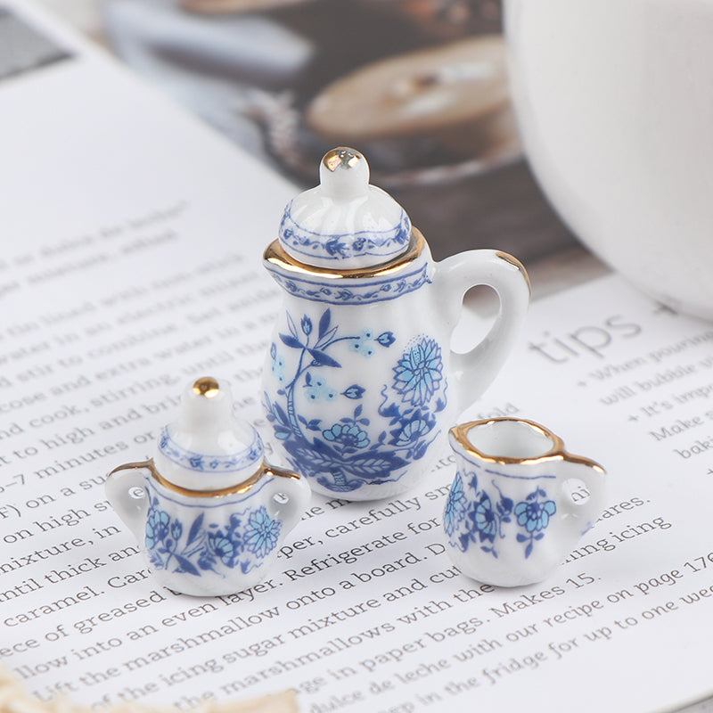15Pcs 1:12 Dollhouse Miniature Tableware Porcelain Ceramic Tea Cup Set Model Kitchen Accessories For Doll House Decor Toys Gift