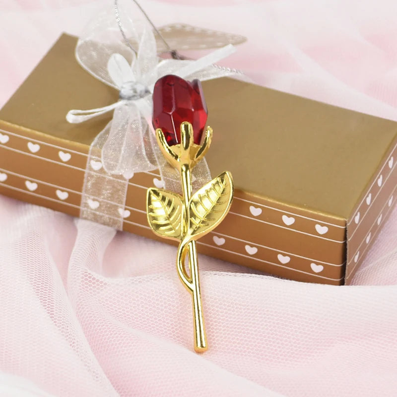 Valentines Day Gift I Love You Crystal Bear Artificial Rose Flowers Teacher Mothers Day Wedding Birthday Party Gifts for guests