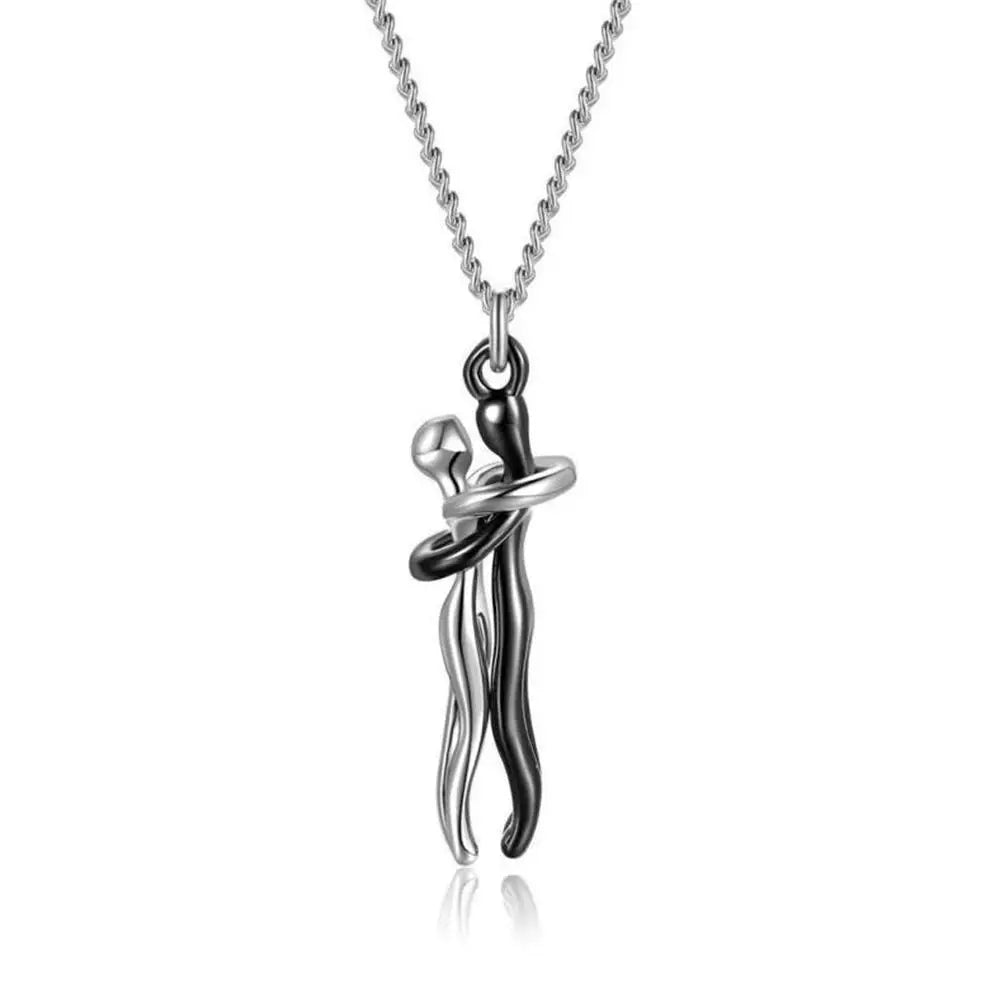 Couple's Two Color Necklace Personalized Fashion Lovers Together Forever Pendants Collarbone Chain Jewelry Gift