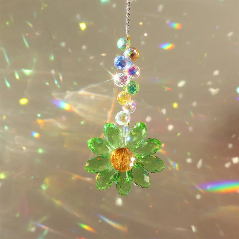 Crystal Sunflower Suncatchers Hanging Christmas Crystal Window Sun Catchers for Fall Rainbow Maker Indoor Outdoor Garden Gift