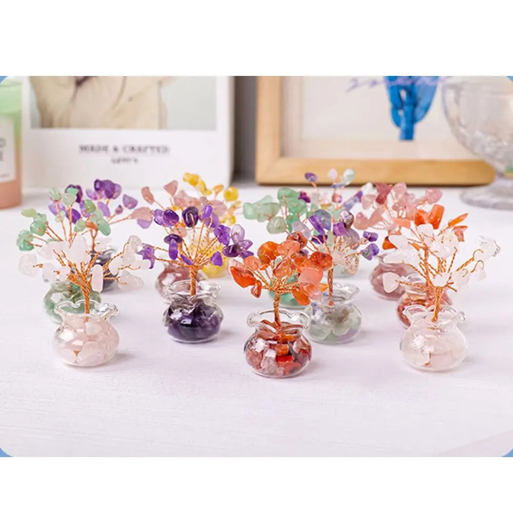 Natural Gemstone DIY Mini Crystal Gravel Tree Rose Quartz Amethyst Healing Stones Children's Gift Home Ornaments Crystal Trees
