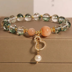 Fashion Green Crystal Bracelet Luxury Women's Rose Pendant Beaded Charm Bangles Birthday Wedding Party Jewelry Gift Wholesale