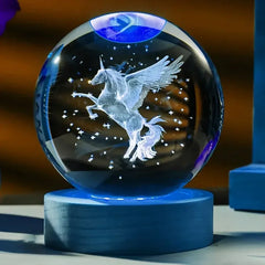 Crystal Ball with LED Office Decoration Sphere Stand Holder Laser Engraving Glass Ball Birthday Gift Souvenir