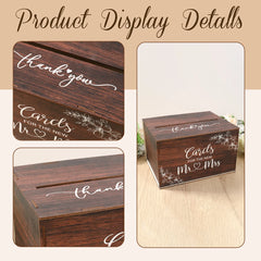 Wedding Card Box with Lid Wood Gift Card Box for Wedding Reception Rustic Envelope Money Box DIY Rustic Wedding Party Supplies