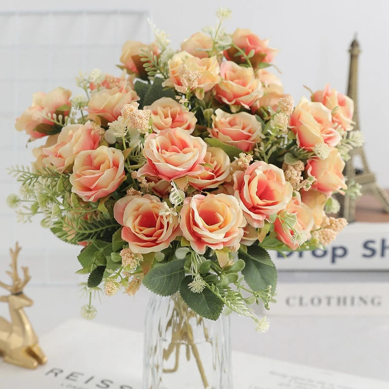 1/3Pcs Artificial Rose Flowers Bouquet for Home Room Decor Fake Flowers Garden Wedding Party Decoration Outdoor Christmas Decor