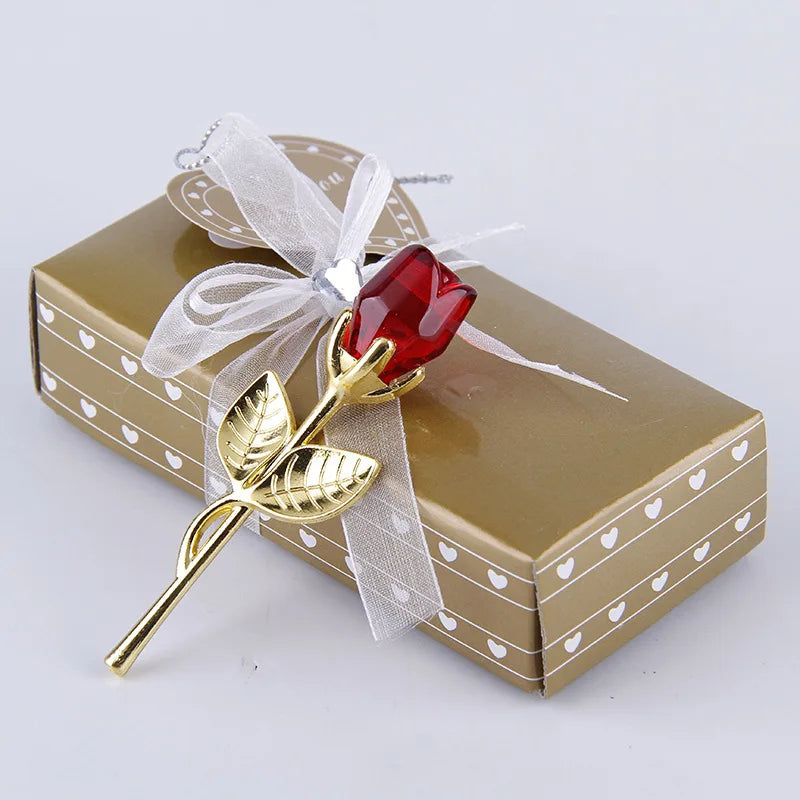 Glass Rose Mini Crystal Flower Artificial Flowers Room Ornament Office Desktop Decoration Wedding Party Valentine's Day Gift