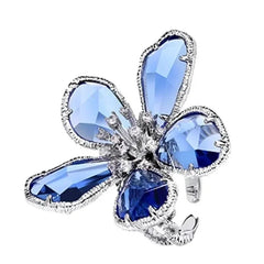 Fashion Elegant Crystal Flower Open Ring for Women 2024 New Luxury Wedding Party Jewelry Accessories Christmas Gifts