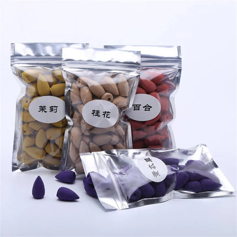 40pcs Natural Reflux Tower Incense Cones For Backflow Tower Accessories Colorful Incense Rose Lemon Sandalwood Tea Agarwood