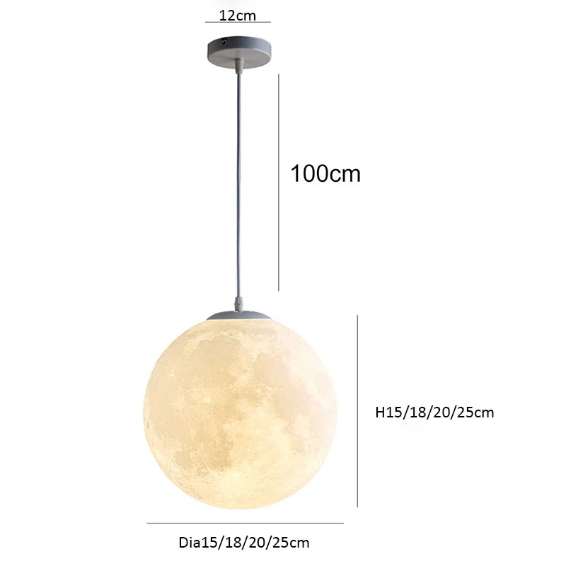 Nordic Ceiling Chandelire 3D Printing Moon Light Children's Room Bedroom Kitchen Pendant Lamp Indoor Decor Planet Small Chandeli