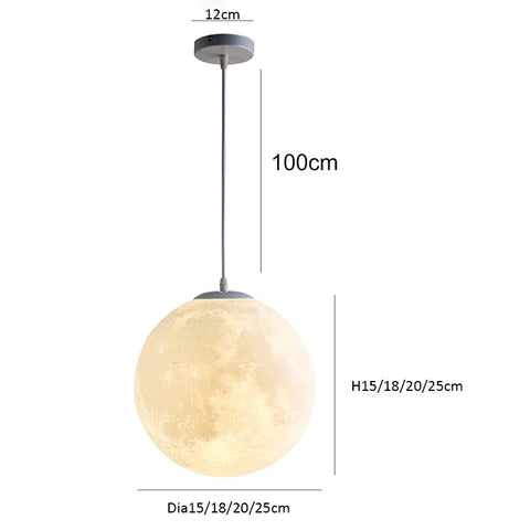 Nordic Ceiling Chandelire 3D Printing Moon Light Children's Room Bedroom Kitchen Pendant Lamp Indoor Decor Planet Small Chandeli