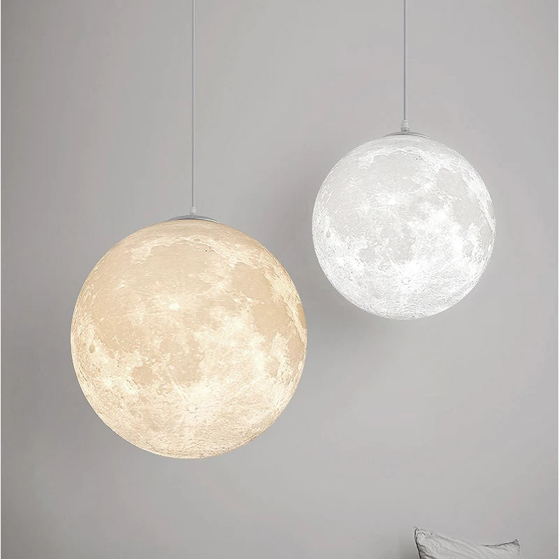 Nordic Ceiling Chandelire 3D Printing Moon Light Children's Room Bedroom Kitchen Pendant Lamp Indoor Decor Planet Small Chandeli