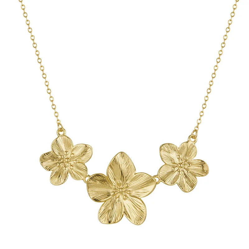 Gold Color Flower Shaped Earrings Necklace For Women Fashion Personality Flower Ring Bracelet Party Daily Jewelry
