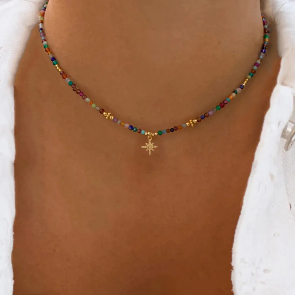 Bohemian Multilayer Handmade Mixed Chain For Woman Fashion Necklaces Water Droplet Crystal Pendant Jewelry Gift 2023 New