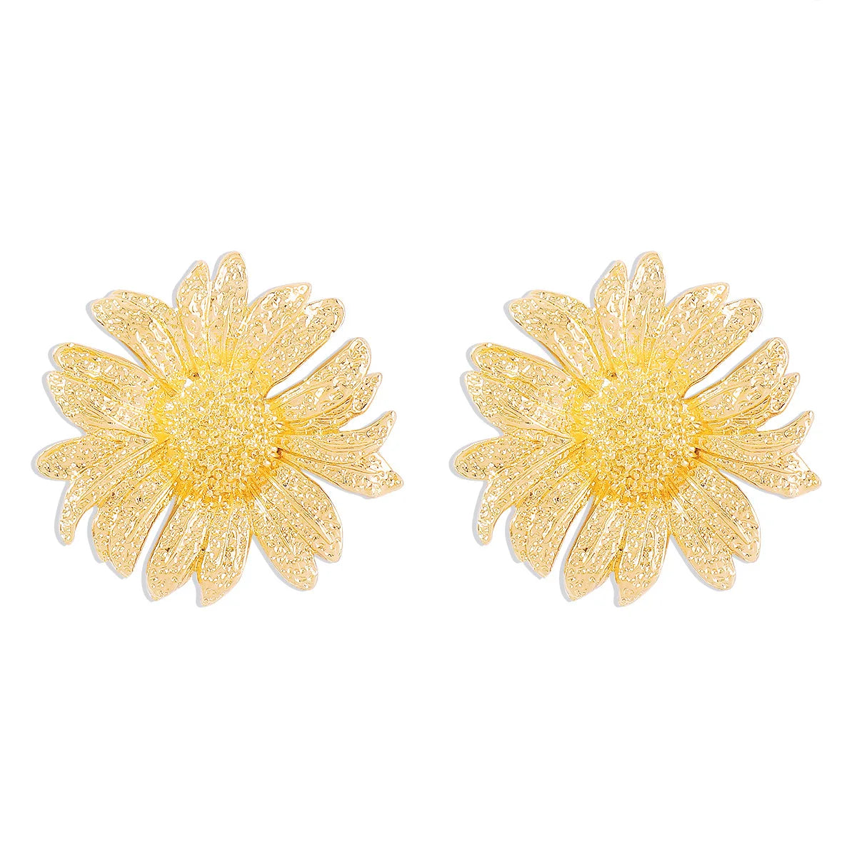 Simple Exaggerated Metal Sunflower Necklace Earrings Set For Women Flower Pendant Clavicle Chain Holiday Fashion Jewelry AN051