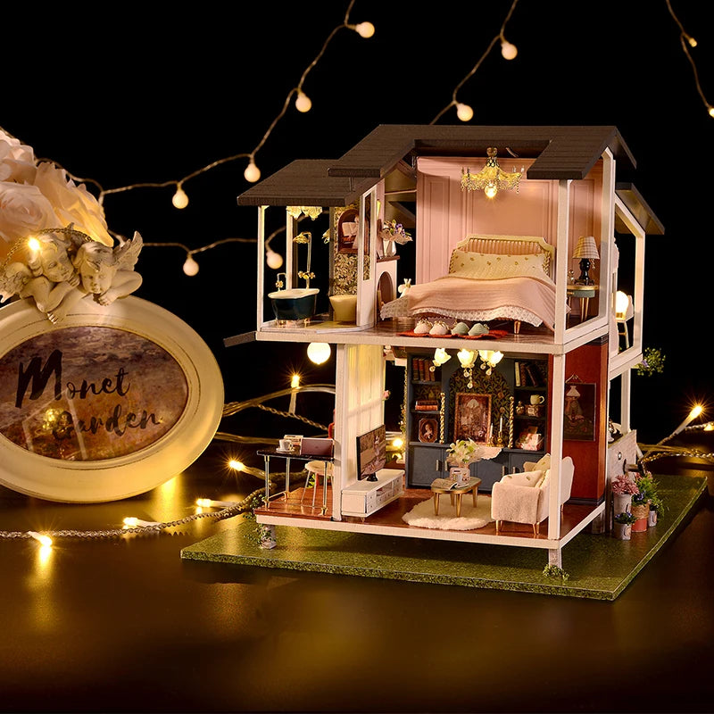 Children's wooden creative handmade DIY small villa toys 14+teenagers' adult birthday gifts for romantic girlfriends' houses