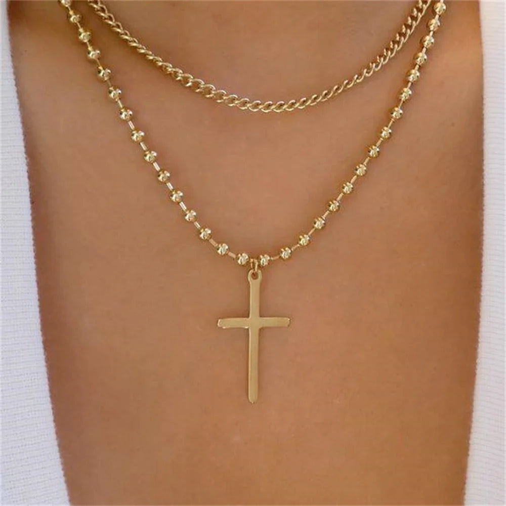 Bohemian Multilayer Handmade Mixed Chain For Woman Fashion Necklaces Water Droplet Crystal Pendant Jewelry Gift 2023 New