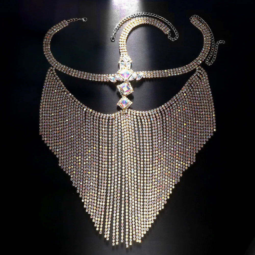 Fashion Charming Rhinestone Tassel Veil Masks for Women Bohe Face Jewelry Chain Masquerade Dance Party Sexy Costume Accessories