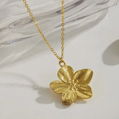 Gold Color Flower Shaped Earrings Necklace For Women Fashion Personality Flower Ring Bracelet Party Daily Jewelry