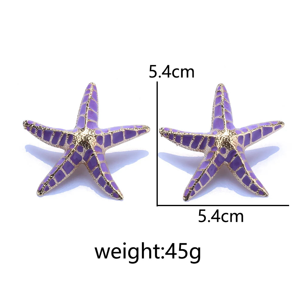 Fashion Enamel Drip Oil Starfish Shell Large Collar Choker Necklace Women Indian Boho Ethnic Statement Vintage Necklace Jewelry