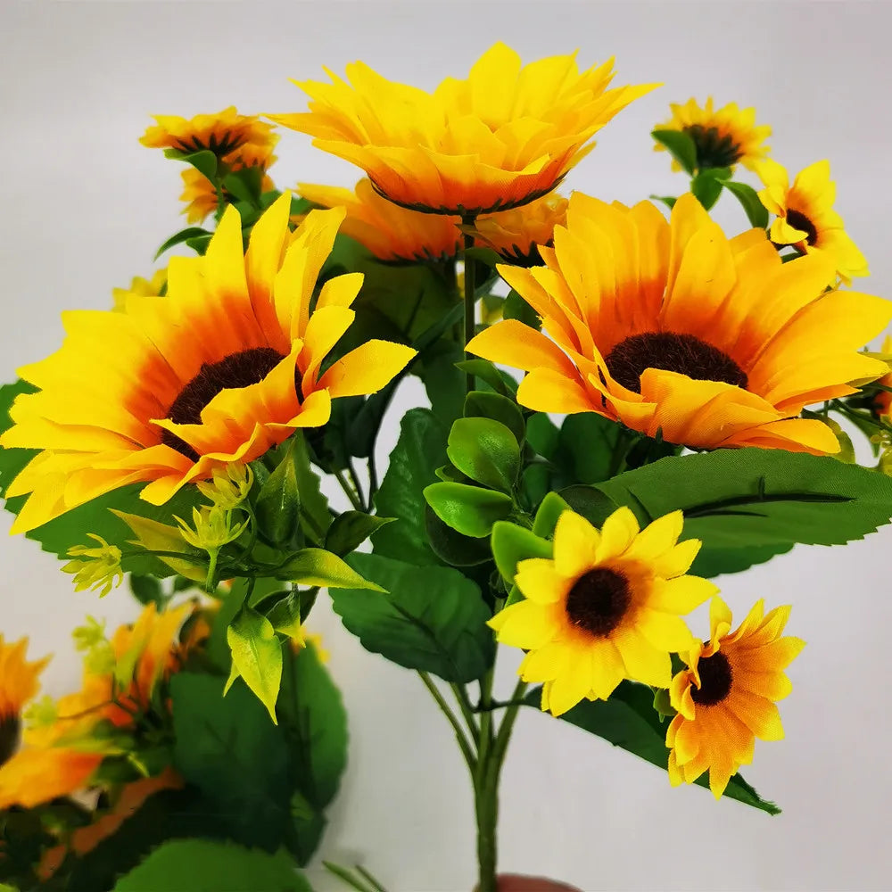 Artificial Sunflower Bouquet Silk Sunflower Fake Flowers DIY Wedding Bouquet Decoration Arrangement Party Home Decor Gift